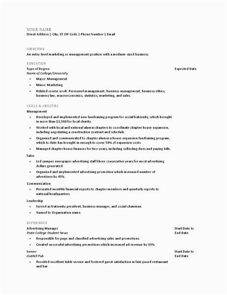 Sample Resume Objective for College Senior Resume for Grad School Example New Education Fice In 2020