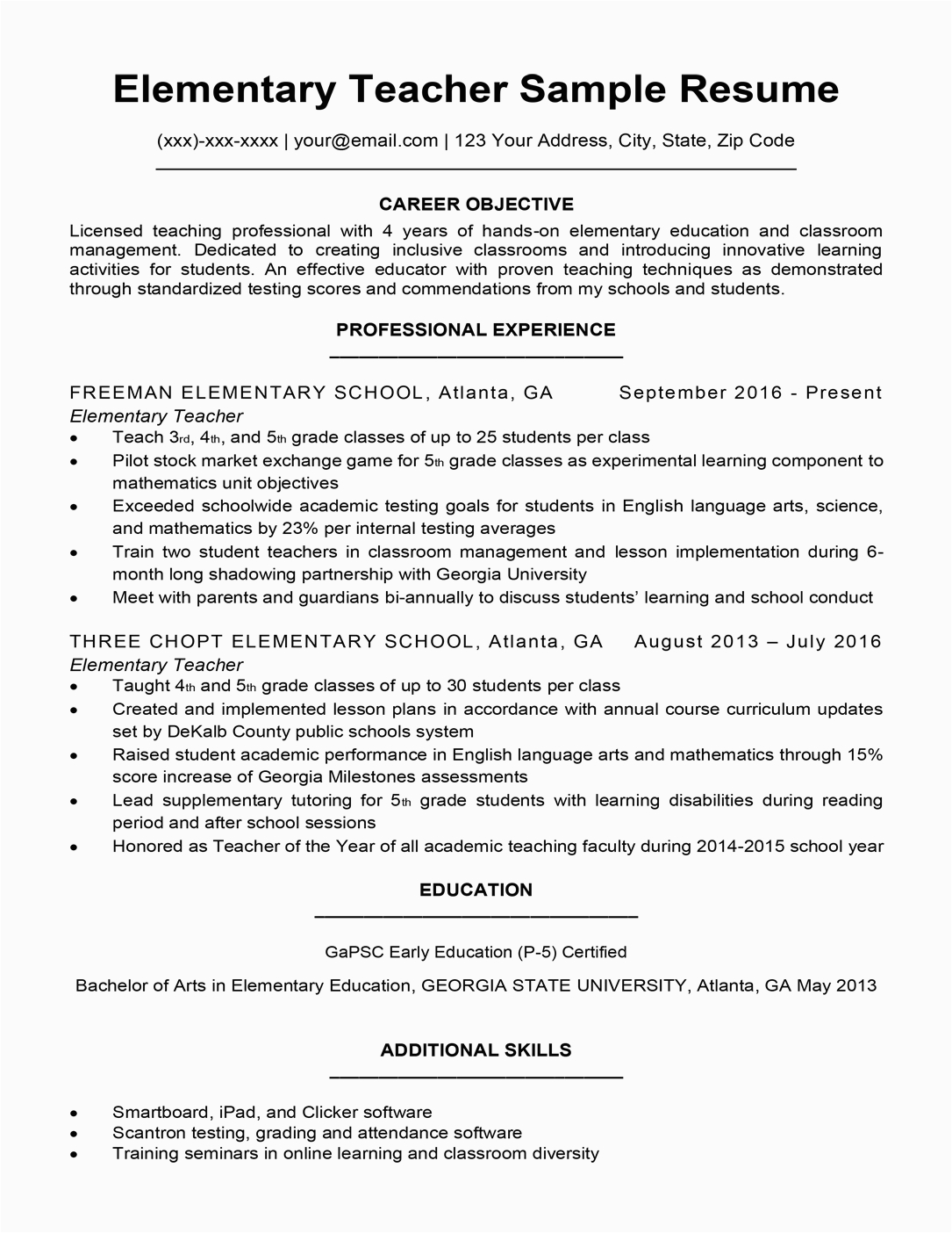 Sample Resume Objective for Teaching Profession Elementary Teacher Resume Sample & Writing Tips Sample Resume Objective for Teaching Profession Elementary Teacher Resume Sample & Writing Tips