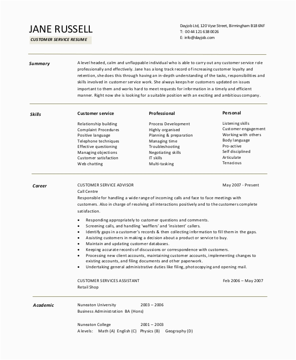 Sample Resume Objective Statements for Customer Service Free 8 Sample Customer Service Objective Templates In Pdf