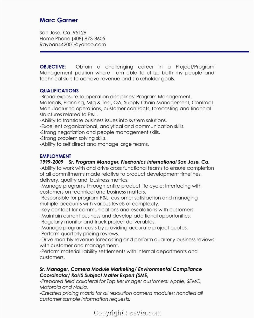 Sample Resume Objective Statements for Project Manager Create Project Manager Objective Statement Resume