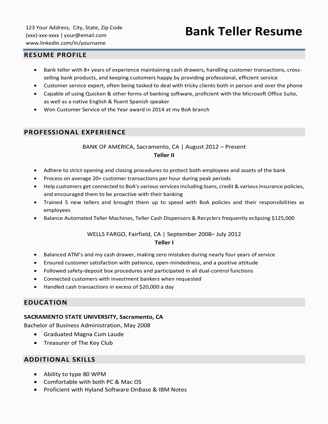Sample Resume Objectives for Bank Teller Bank Teller Resume Sample Finder Jobs