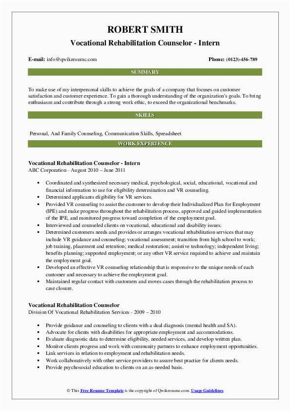 Sample Resume Of A Vocational Rehabilitation Counselor Vocational Rehabilitation Counselor Resume Samples
