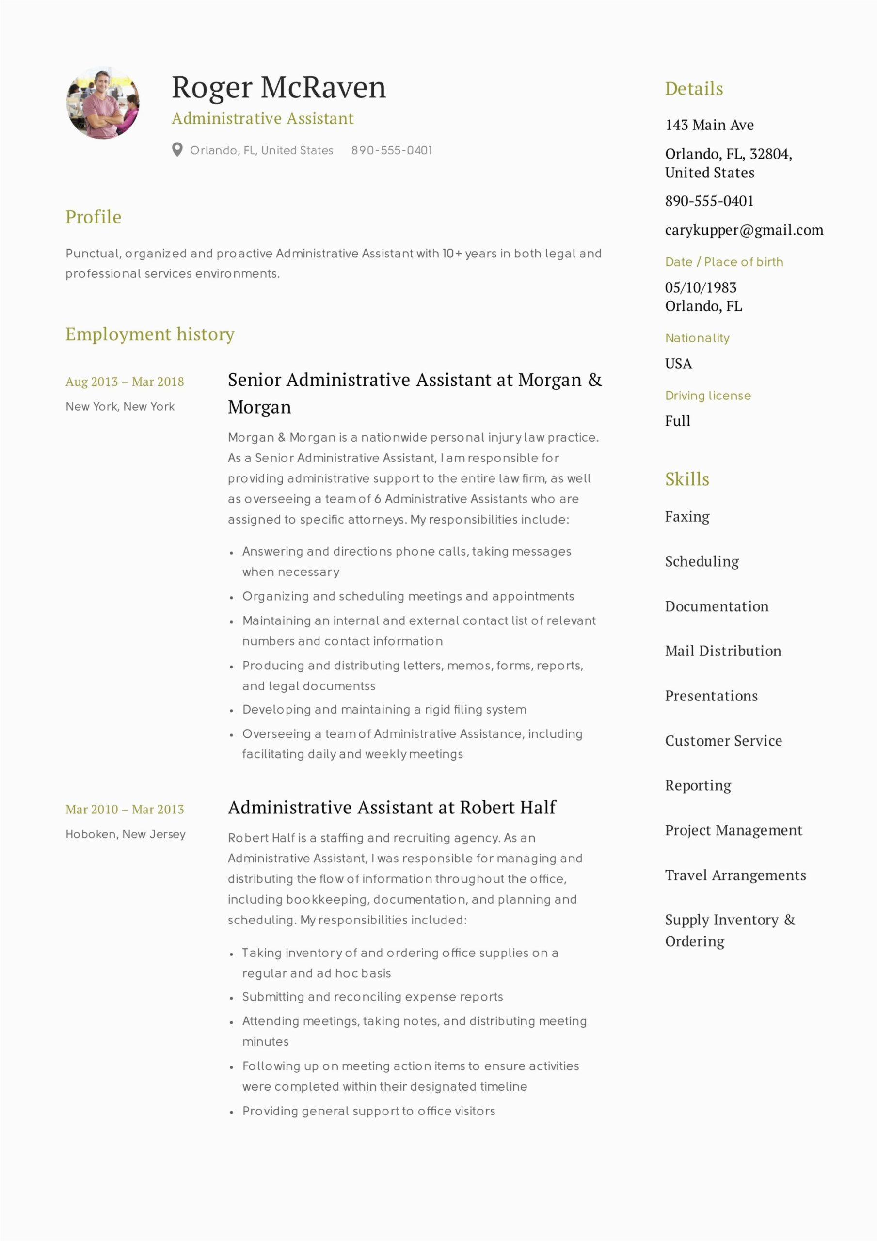 Sample Resume Of Administrative assistant Creator 19 Free Administrative assistant Resumes & Writing Guide