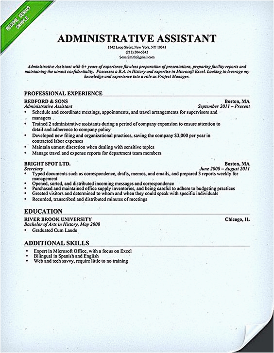 Sample Resume Of Administrative assistant Creator Administrative assistant Resume Template Administrative assistant