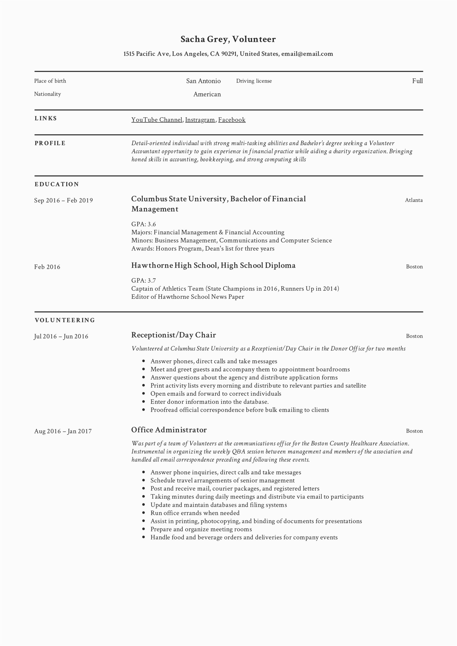 Sample Resume Of Affiliations and Volunteer Work Volunteer Resume Sample & Writing Guide Pdf S
