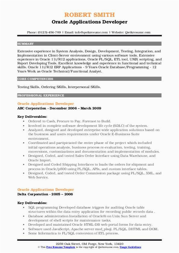 Sample Resume oracle R12 Procure to Pay oracle Applications Developer Resume Samples