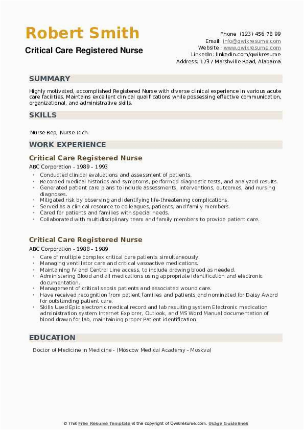 Sample Rn Resume 1 Year Experience Charge Nurse 18 Sample Rn Resume 1 Year Experience Free Resume Templates for 2021