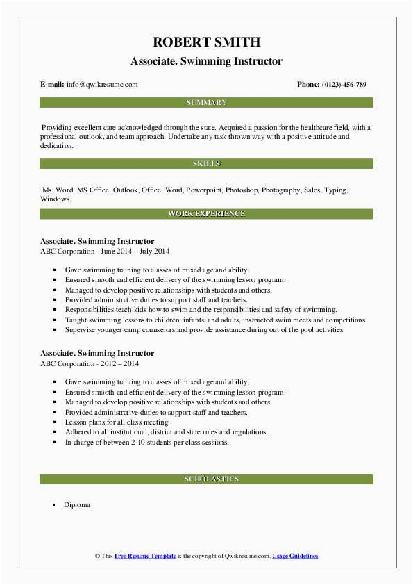 Swimming Instructor Parent and tot Resume Sample Swimming Instructor Resume Samples