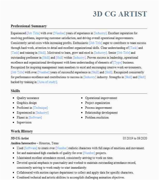 Vfx Artist Resume Template Free Download Vfx Artist Resume Template Download Visual Artist Resume