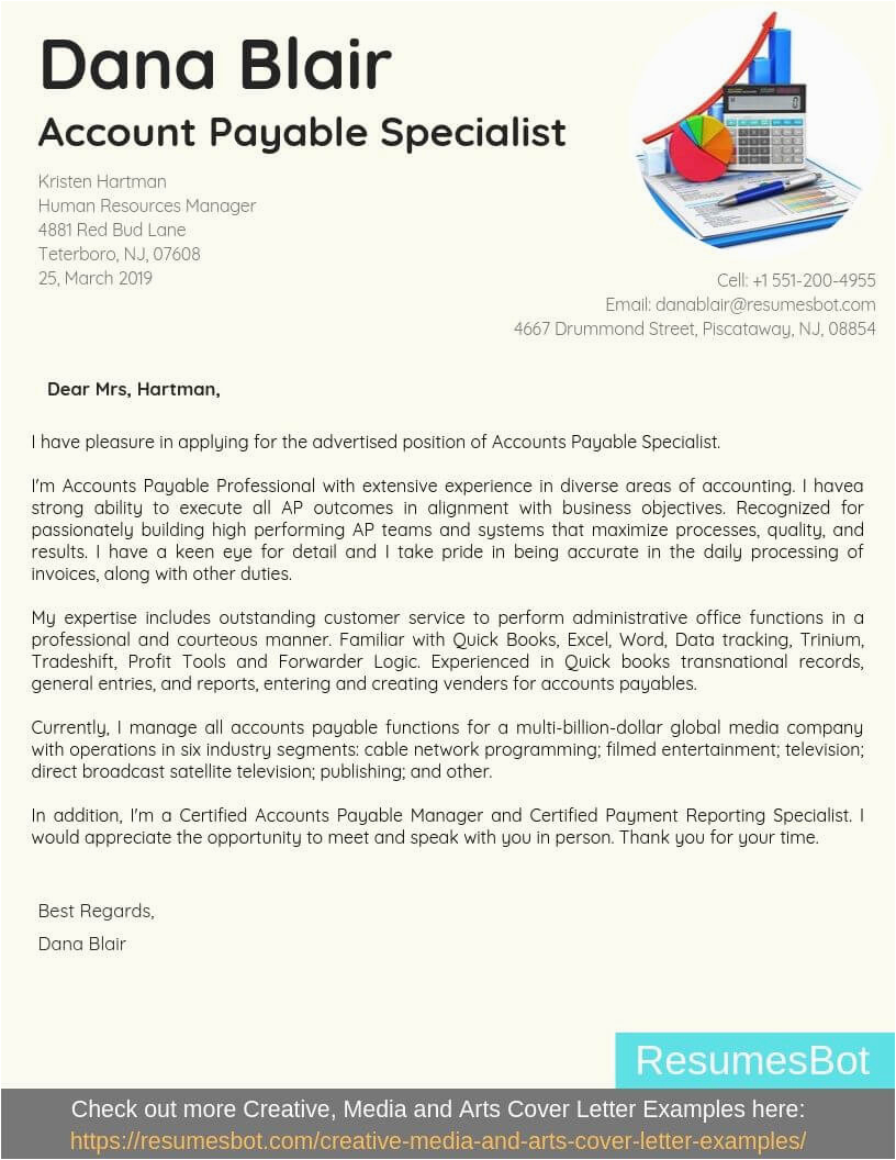 Accounts Payable Resume Cover Letter Sample Accounts Payable Specialist Cover Letter Samples & Templates [pdf Word