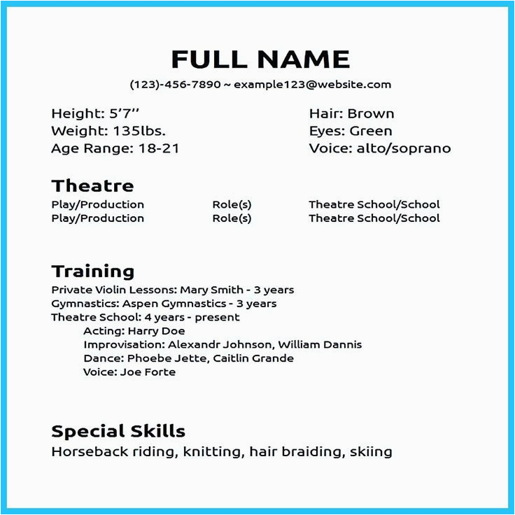 Acting Resume Template with No Experience Beginners Acting Resume Template No Experience why