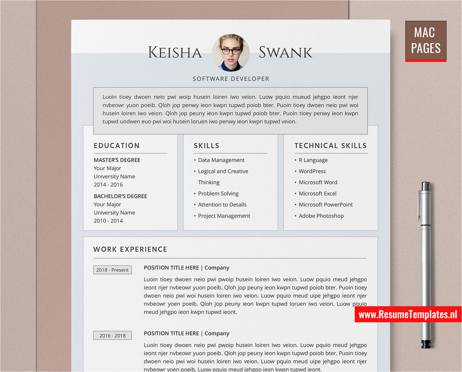 Apple Pages Resume Template Download Free for Mac Pages Modern Resume Template Cv Template for