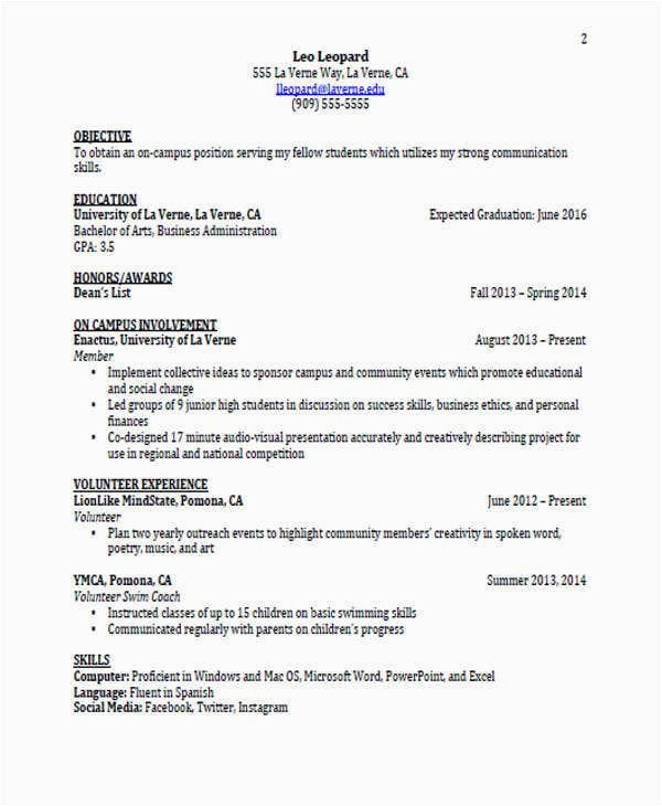 Bauer College Of Business Resume Template College Student Resume Education Section Best Resume