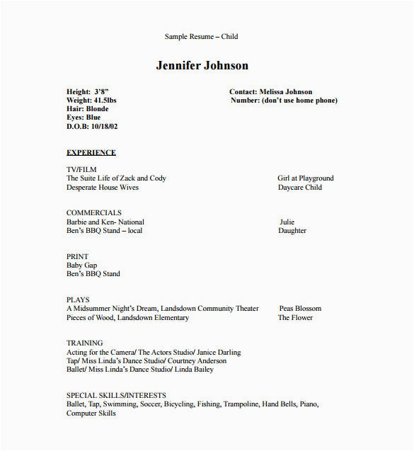 Beginners Resume with No Experience Template Acting Resume Template 7 Free Word Excel Pdf format