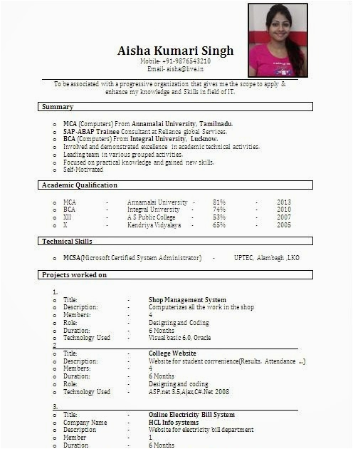 Best Resume Templates for Freshers Free Download Bsc Chemistry Fresher Resume format Download Cv format