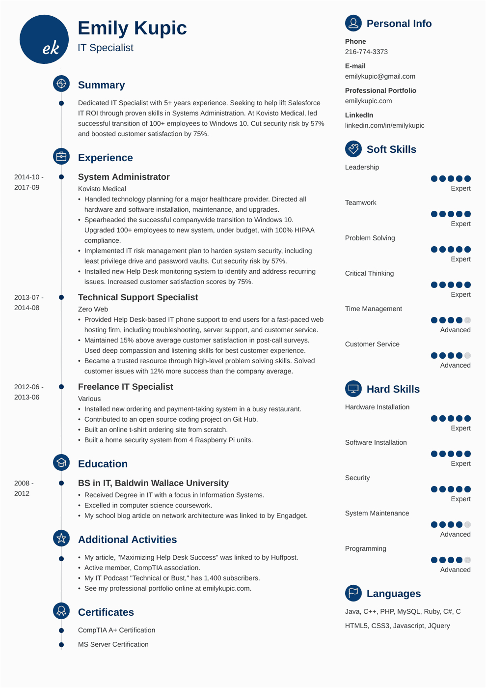 Best Technical Job Resume format Samples Technical Resume Template Guide & 20 Examples