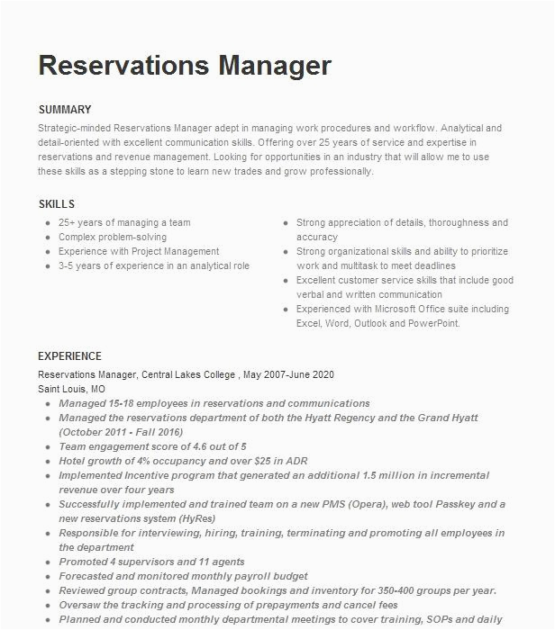 Beverly Hills Hotel Server Skills Resume Sample Reservations Manager Resume Example Four Seasons Hotel Los Angeles at