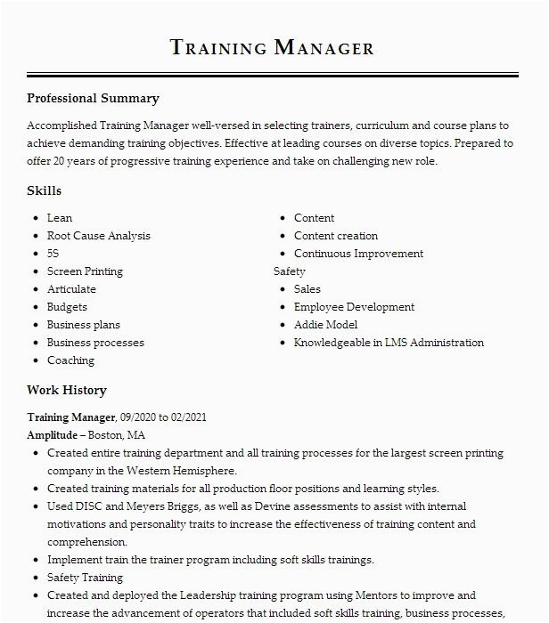 Beverly Hills Hotel Server Skills Resume Sample Training Manager Resume Example Beverly Hills Hotel Los Angeles
