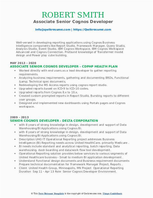 Bi Senior Cognos Technical Lead Sample Resume Senior Cognos Developer Resume Samples