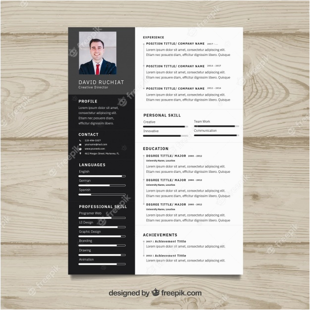 Black and White Resume Template Free Download Black and White Resume Template Vector