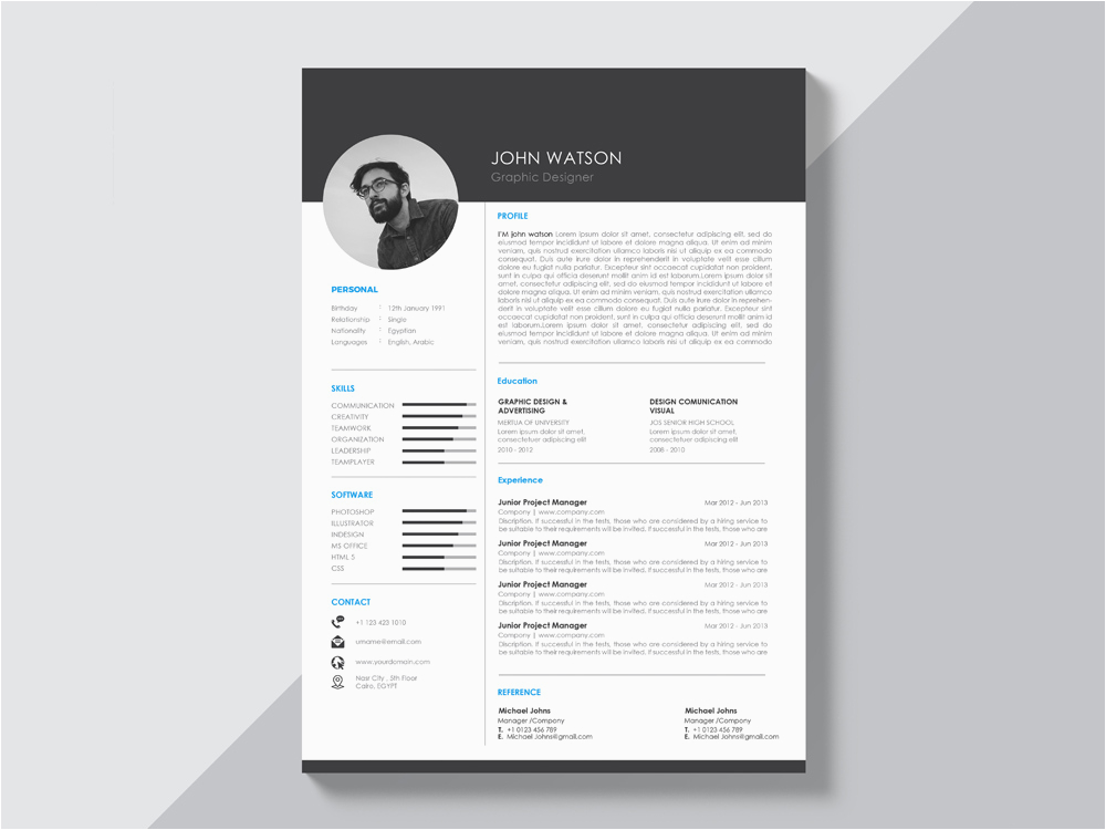 Black and White Resume Template Free Download Free Creative Black and White Resume Template