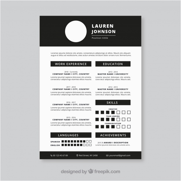 Black and White Resume Template Free Download Free Vector