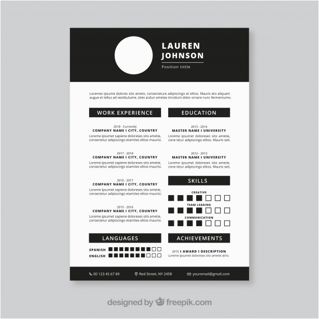 Black and White Resume Template Free Download Free Vector Black and White Resume Template Free Download Free Vector