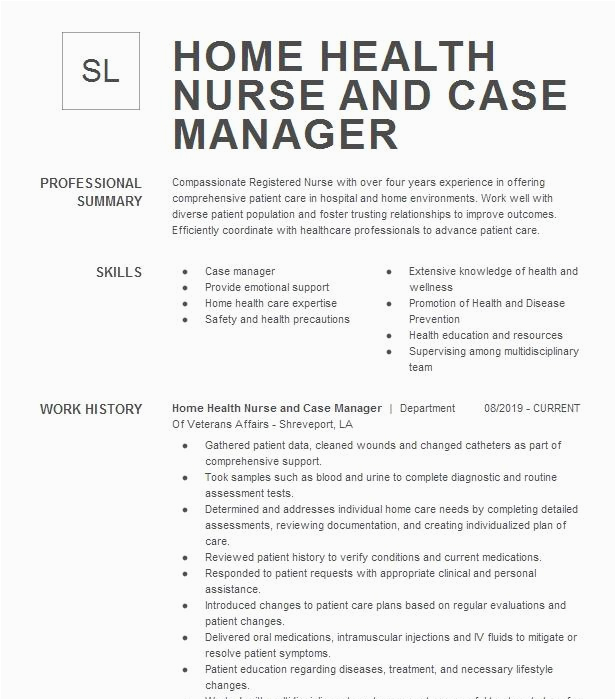 Case Manager Home Health Resume Samples Home Health Registered Nurse Case Manager Resume Example Saint Claire