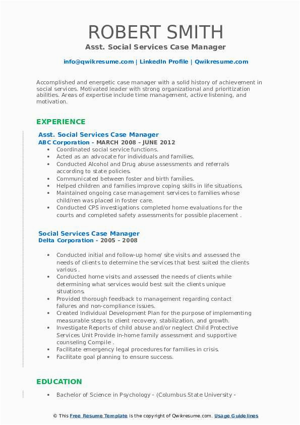 Case Manager social Services Resume Samples social Services Case Manager Resume Samples