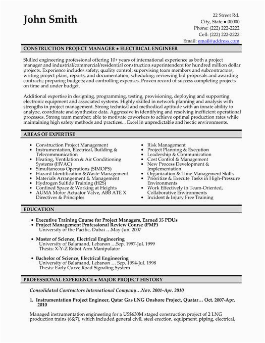 Construction Firm Operational Manager Sample Resume Here to Download This Construction Project Manager Resume