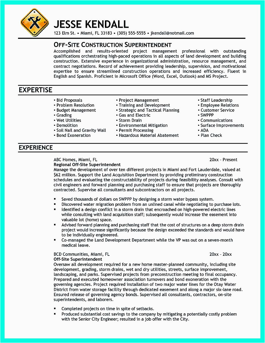 Construction Firm Operational Manager Sample Resume Perfect Construction Manager Resume to Get Approved
