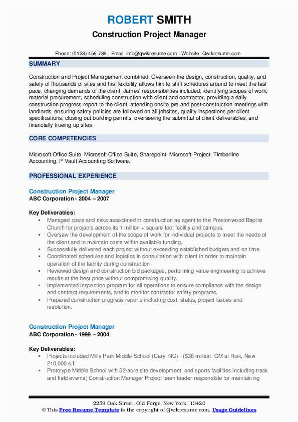 Construction Project Manager Resume Samples 2023 Construction Project Manager Resume Samples