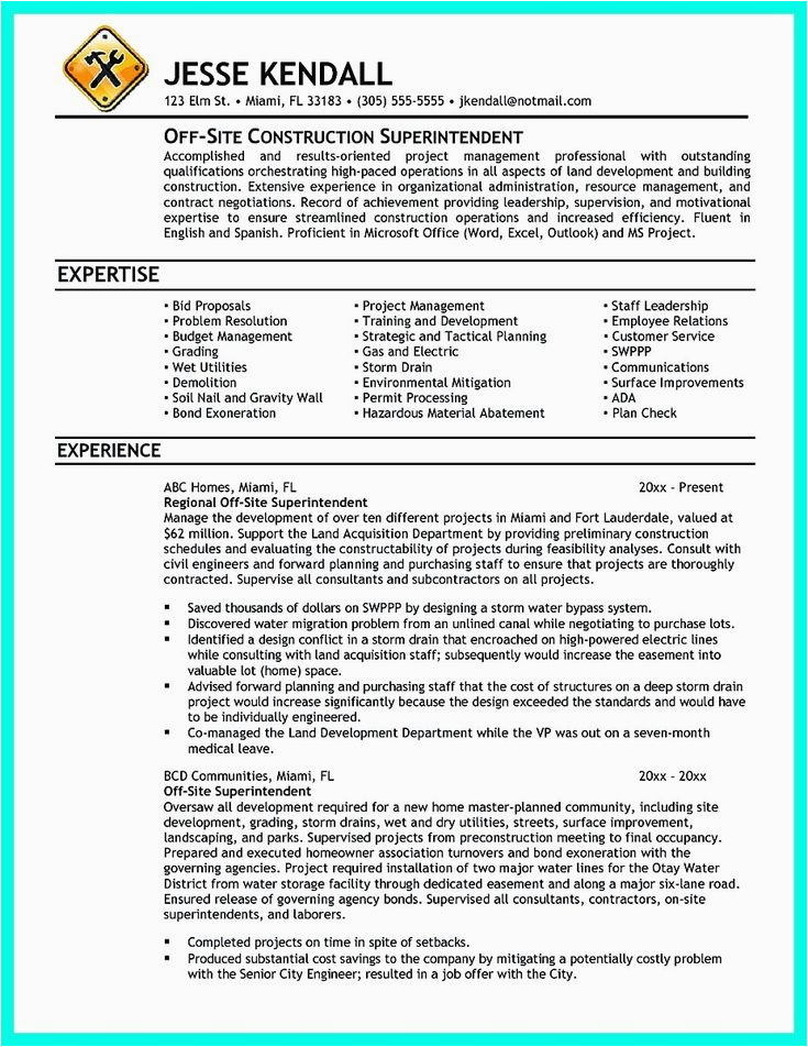 Construction Project Manager Resume Samples 2023 √ 25 Construction Manager Resume Template In 2020 with Images