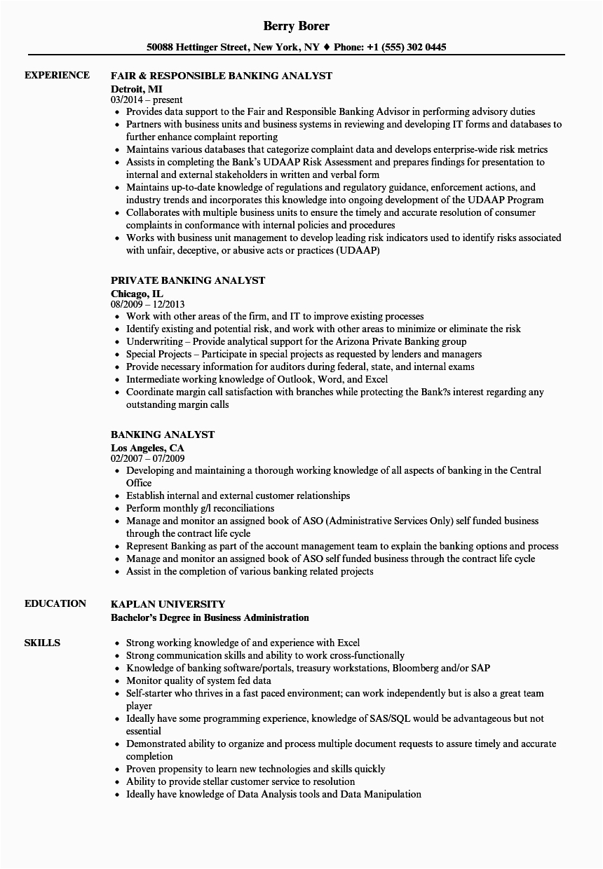 Data Analyst In Banking Sector Sample Resume Banking Analyst Resume Samples