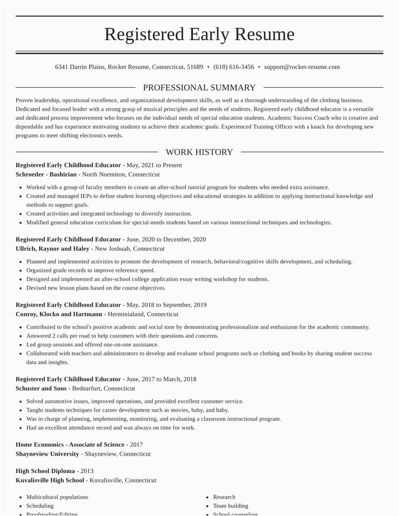 Early Learning Office Manager Resume Samples Registered Early Childhood Educator Resumes