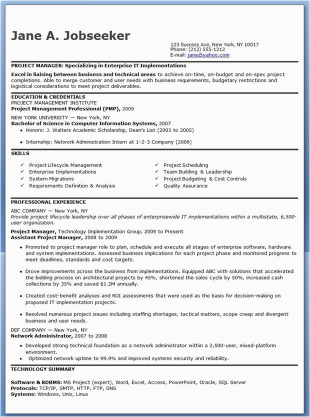 Entry Level It Project Manager Resume Sample Entry Level It Project Manager Resume