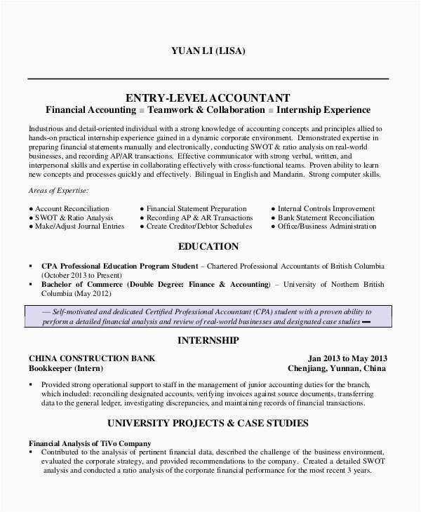 Entry Level Job Functional Resume Samples 23 Accountant Resume Templates In Pdf