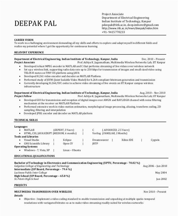 Experience Resume Sample for Electrical Engineer 10 Electrical Engineering Resume Templates Pdf Doc