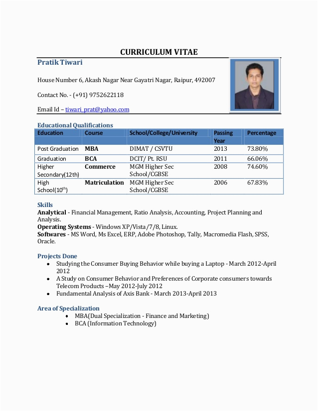 Free Resume Samples for Mba Freshers Cv format for Mba Freshers Free Download In Word Pdf