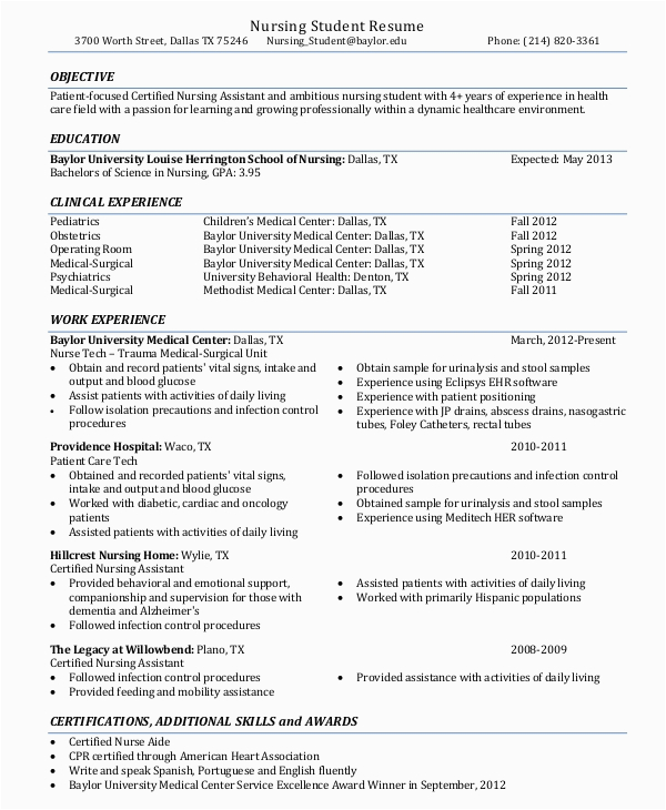 Free Resume Samples for Nursing assistant Free 9 Sample Nurse Resume Templates In Ms Word