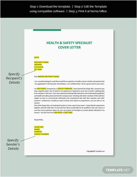Health and Safety Resume Cover Letter Samples Health & Safety Specialist Cover Letter Template [free Pdf] Word Doc