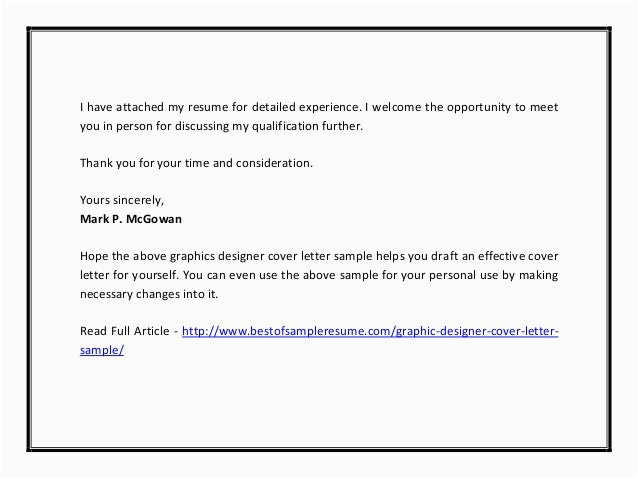 I Have attached My Resume In This Email Sample Graphic Designer Cover Letter Sample Pdf