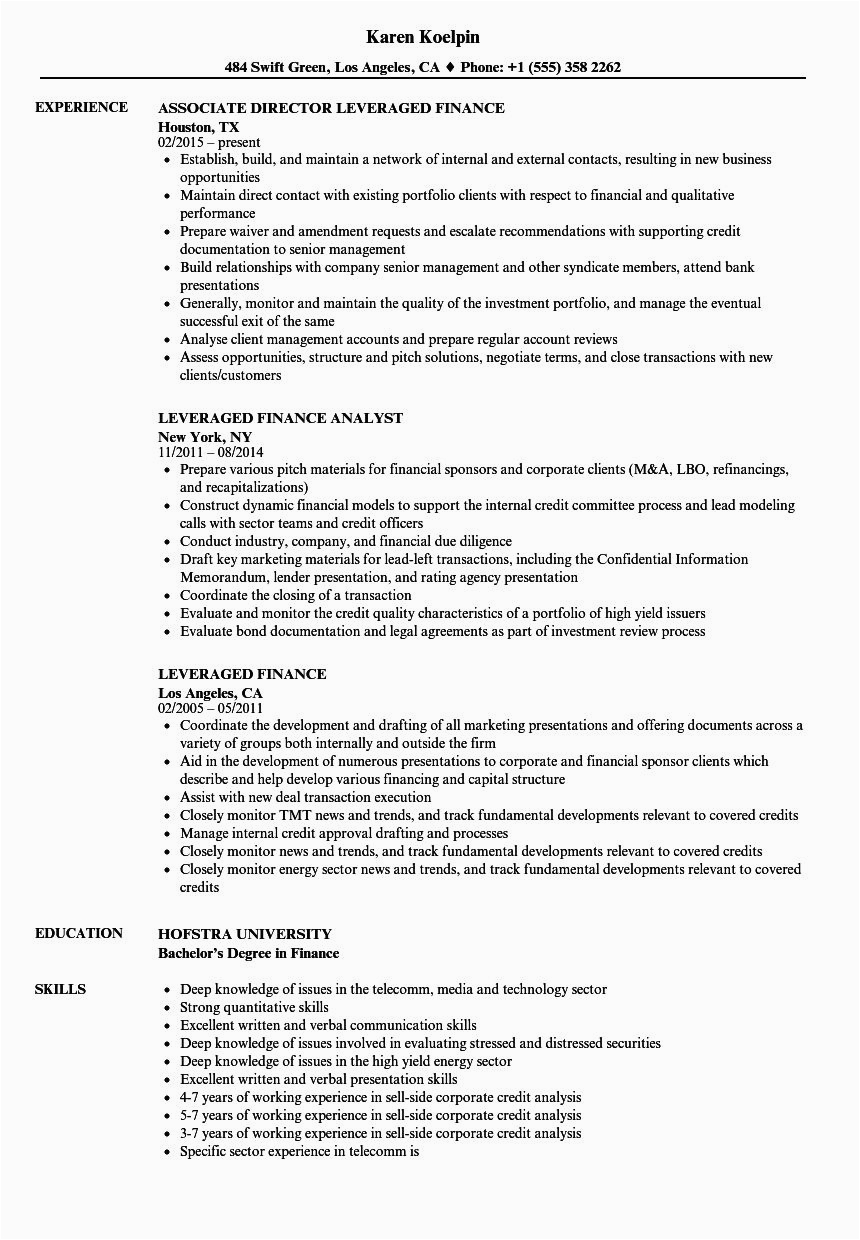 Investment Banking Resume Template with Deal Experience Experienced Investment Banking Resume Lovely Leveraged