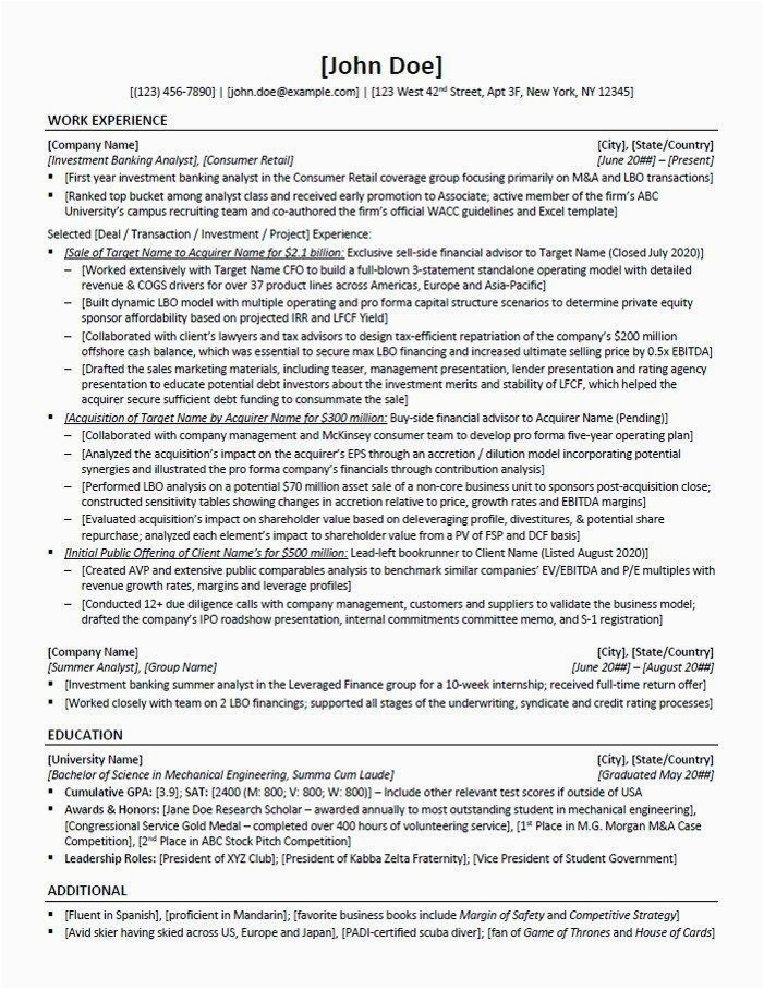 Investment Banking Resume Template with Deal Experience Investment Banking Resume Template with Deal Experience Investment Banking Resume Template with Deal Experience Investment Banking Resume Template with Deal Experience