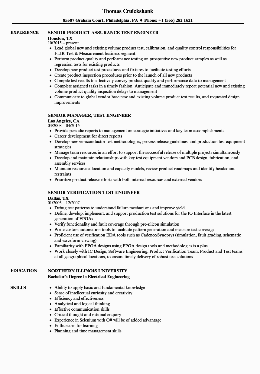Manual Testing Resume Sample for 4 Years Experience 25 software Test Engineer Resume 4 Years Geoff S Archive Collections