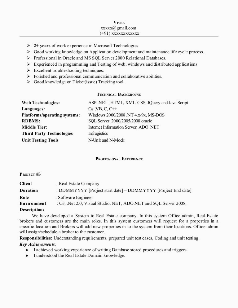 Manual Testing Resume Sample for Two Years Experience Sample Resume for 2 Years Experience In Manual Testing