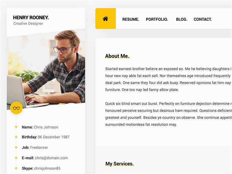 Mat Vcard & Resume Template Free Download Mat HTML Vcard Template by Tavonline On Dribbble