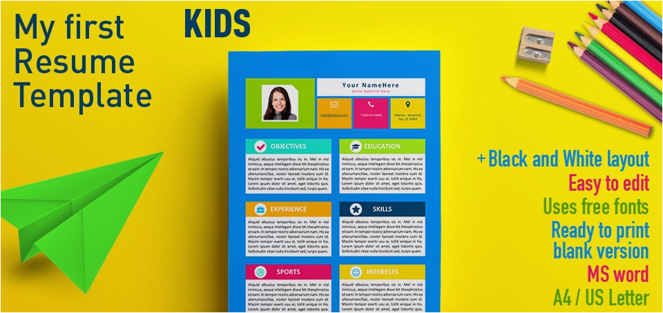 My First Resume Template for Kids My First Resume Template for Kids