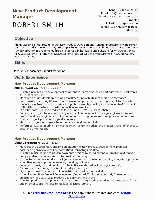 New Product Development Manager Resume Sample New Product Development Manager Resume Samples