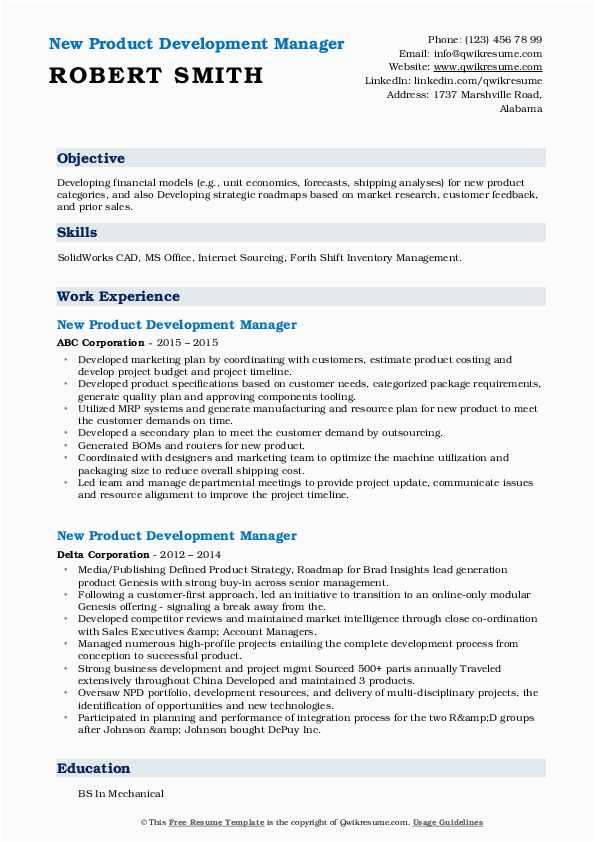 New Product Development Manager Resume Sample New Product Development Manager Resume Samples